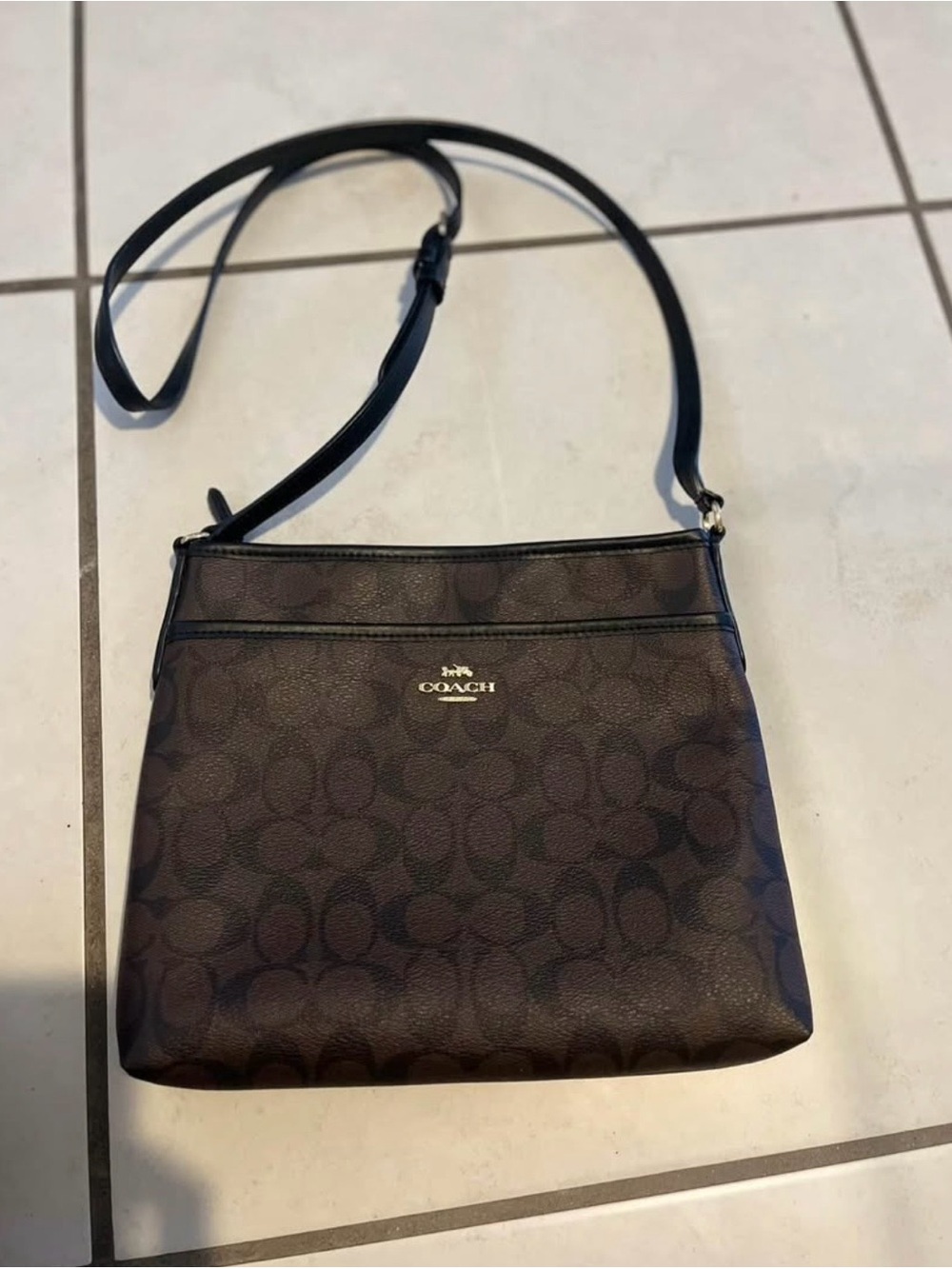 Coach Dark Brown Signature Crossbody Bag